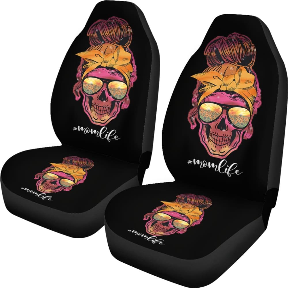 Hippie Skull Mom Mothers Day Bandana Sunflower Sunglass Car Seat Covers 212103 - YourCarButBetter
