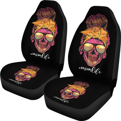 Hippie Skull Mom Mothers Day Bandana Sunflower Sunglass Car Seat Covers 212103 - YourCarButBetter