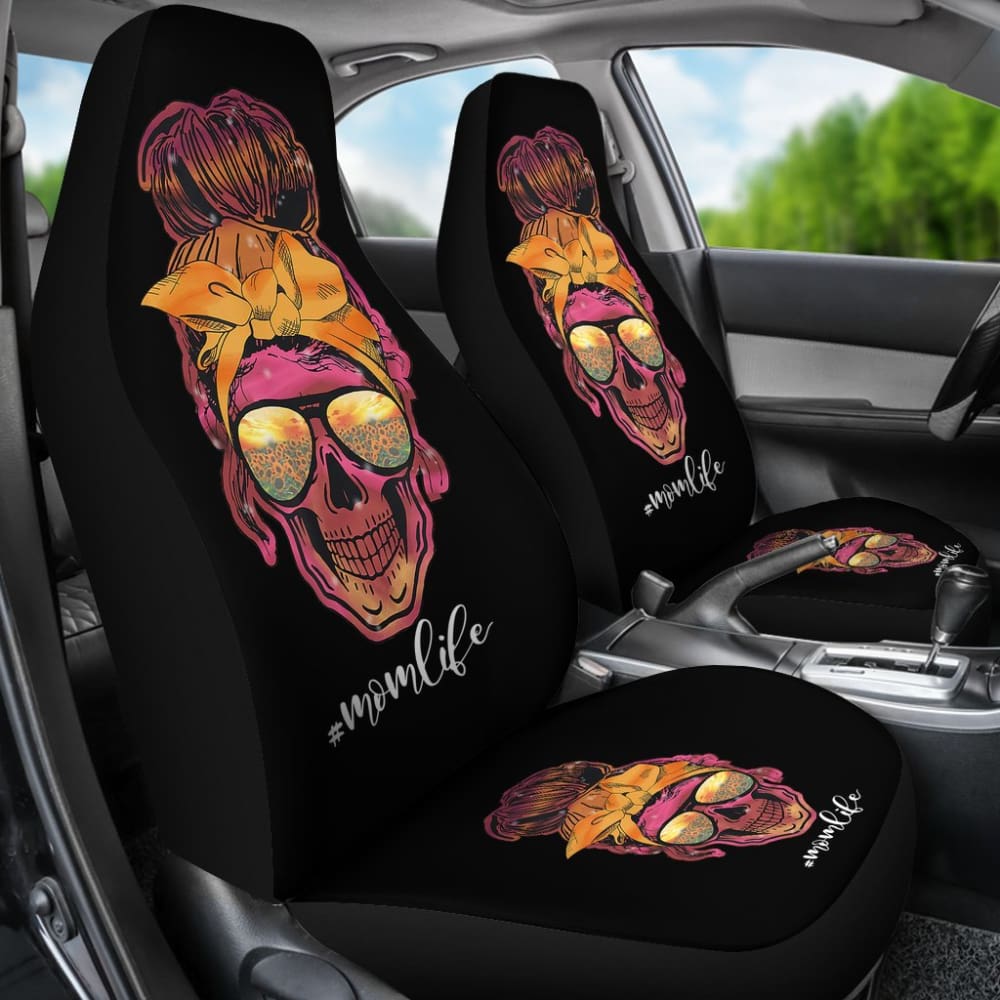 Hippie Skull Mom Mothers Day Bandana Sunflower Sunglass Car Seat Covers 212103 - YourCarButBetter