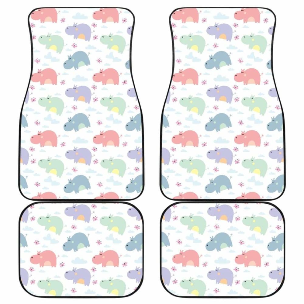 Hippopotamus Pattern Print Design 03 Front And Back Car Mats 105905 - YourCarButBetter