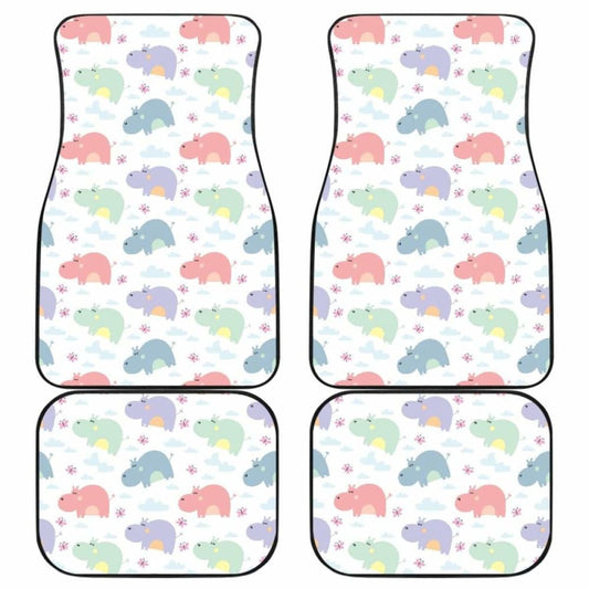 Hippopotamus Pattern Print Design 03 Front And Back Car Mats 105905 - YourCarButBetter