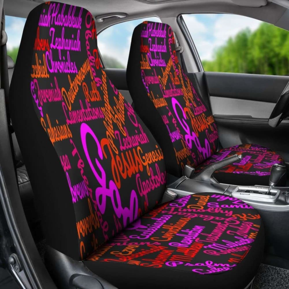Holy Bible Books Black Mixed Colors Car Seat Covers 04 195016 - YourCarButBetter