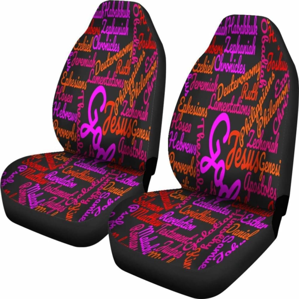 Holy Bible Books Black Mixed Colors Car Seat Covers 04 195016 - YourCarButBetter