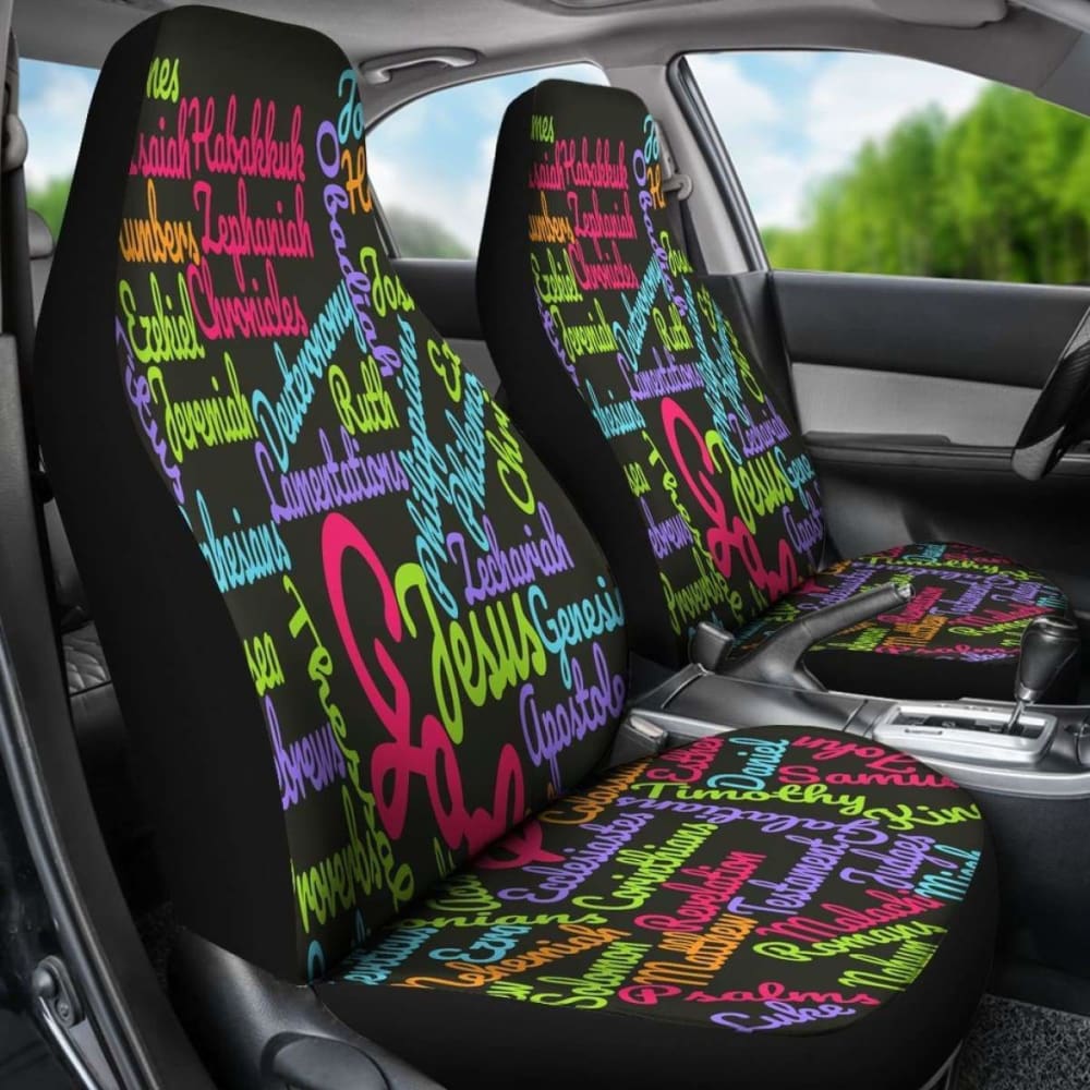 Holy Bible Books Pink Mixed Colors Car Seat Covers 04 195016 - YourCarButBetter