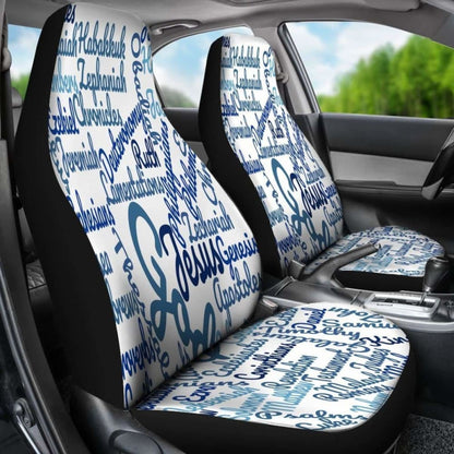 Holy Bible Books White Blue Car Seat Covers 04 195016 - YourCarButBetter