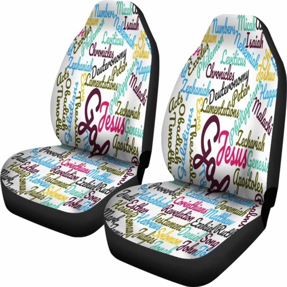 Holy Bible Books White Purple Car Seat Covers 04 195016 - YourCarButBetter