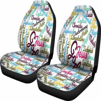 Holy Bible Books White Purple Car Seat Covers 04 195016 - YourCarButBetter