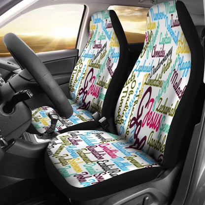 Holy Bible Books White Purple Car Seat Covers 04 195016 - YourCarButBetter