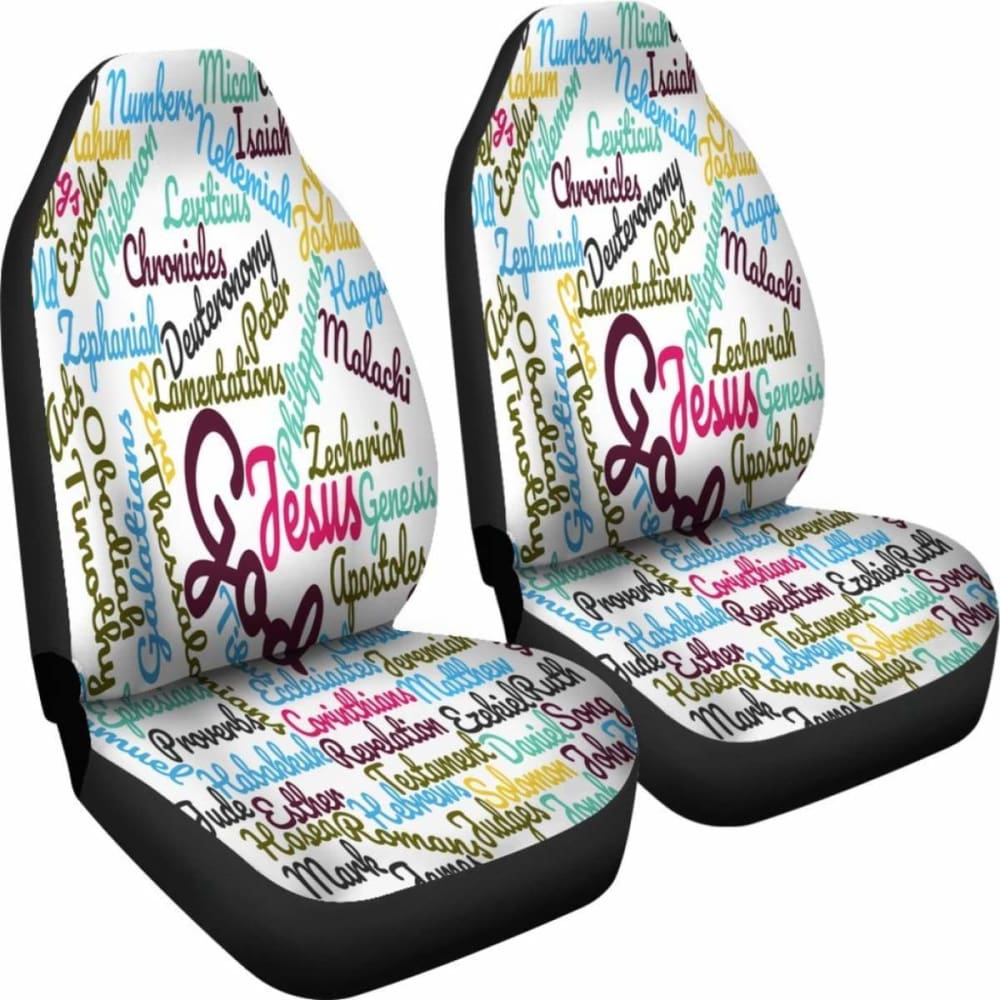 Holy Bible Books White Purple Car Seat Covers 04 195016 - YourCarButBetter