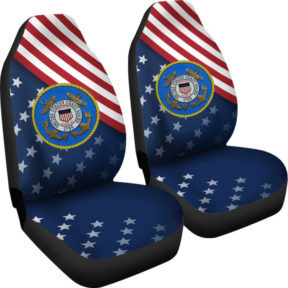 Honor American Flag US Coast Guard Car Seat Covers 210701 - YourCarButBetter