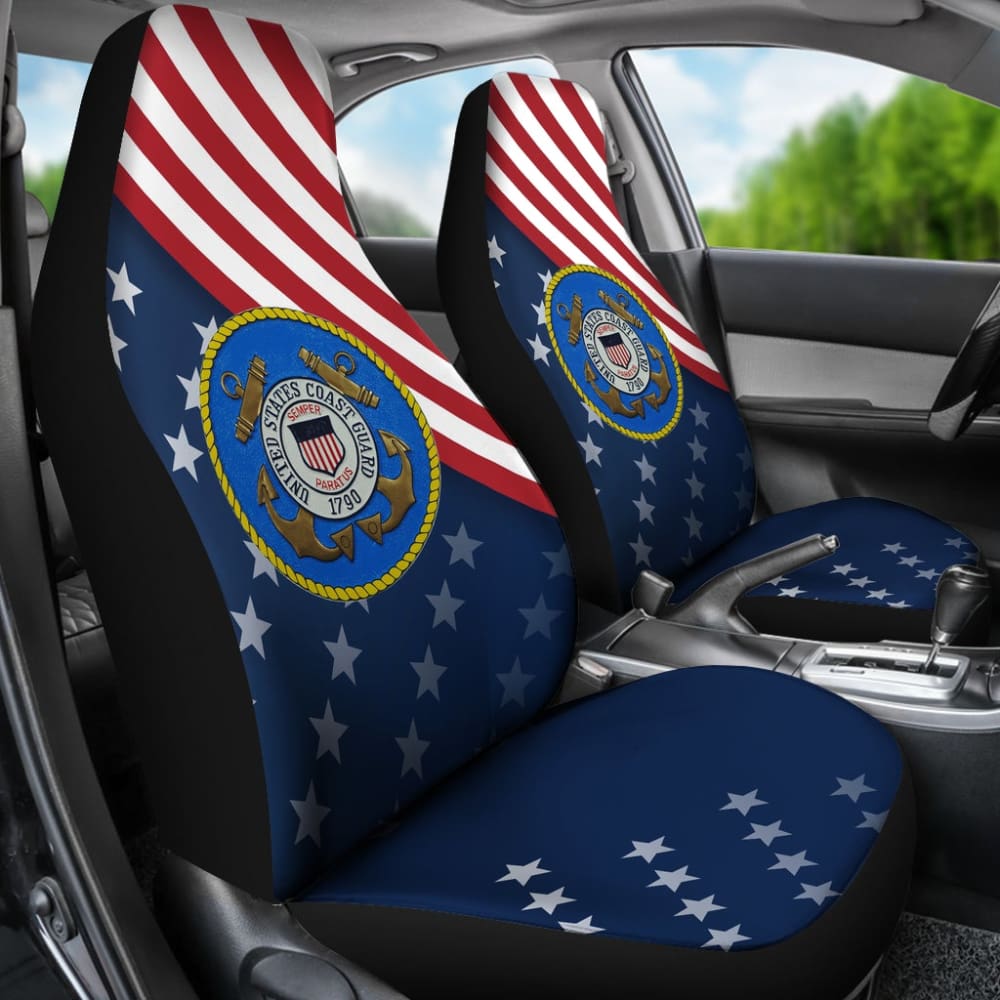 Honor American Flag US Coast Guard Car Seat Covers 210701 - YourCarButBetter