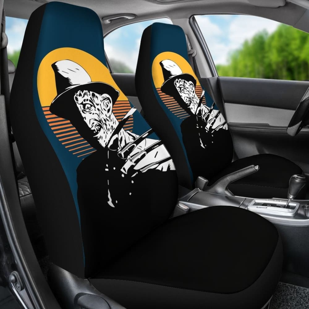 Horror Movie Car Seat Covers Freddy Krueger Retro Vintage Yellow Moon Seat Covers 094201 - YourCarButBetter