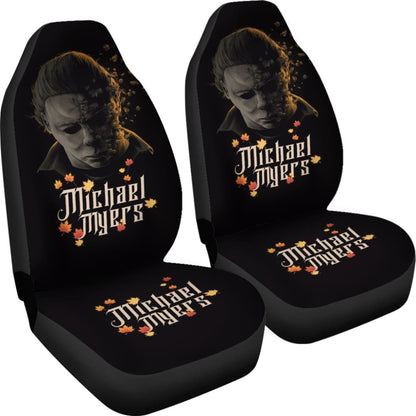 Horror Movie Car Seat Covers | Michael Myers Fading Face Maple Leaf Seat Covers 210101 - YourCarButBetter