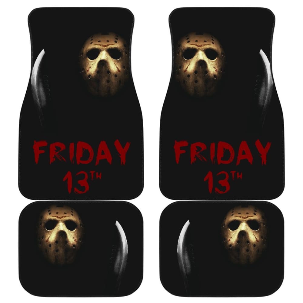 Horror Movie Friday The 13Th Jason Voorhees Mask In The Dark Car Floor Mats 094209 - YourCarButBetter