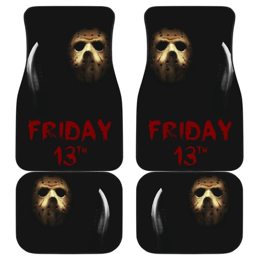 Horror Movie Friday The 13Th Jason Voorhees Mask In The Dark Car Floor Mats 094209 - YourCarButBetter
