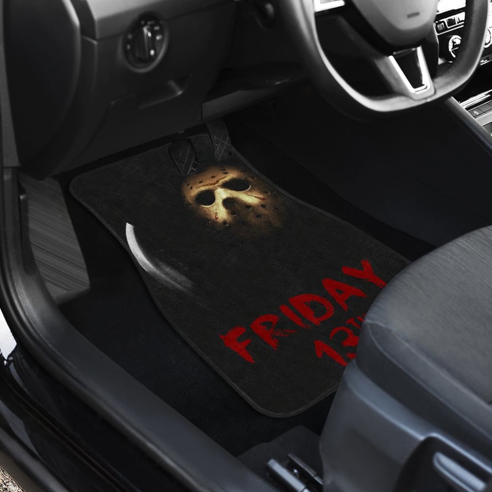 Horror Movie Friday The 13Th Jason Voorhees Mask In The Dark Car Floor Mats 094209 - YourCarButBetter