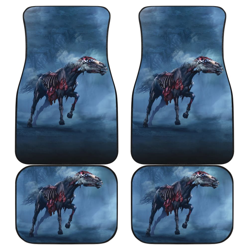 Horror Zombie Horse Blue Themed Car Floor Mats 211301 - YourCarButBetter