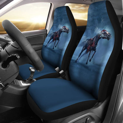 Horror Zombie Horse Blue Themed Car Seat Covers 211301 - YourCarButBetter