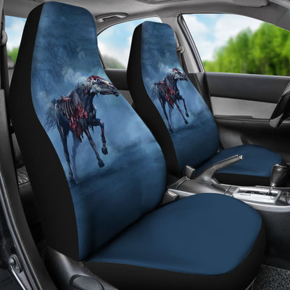 Horror Zombie Horse Blue Themed Car Seat Covers 211301 - YourCarButBetter