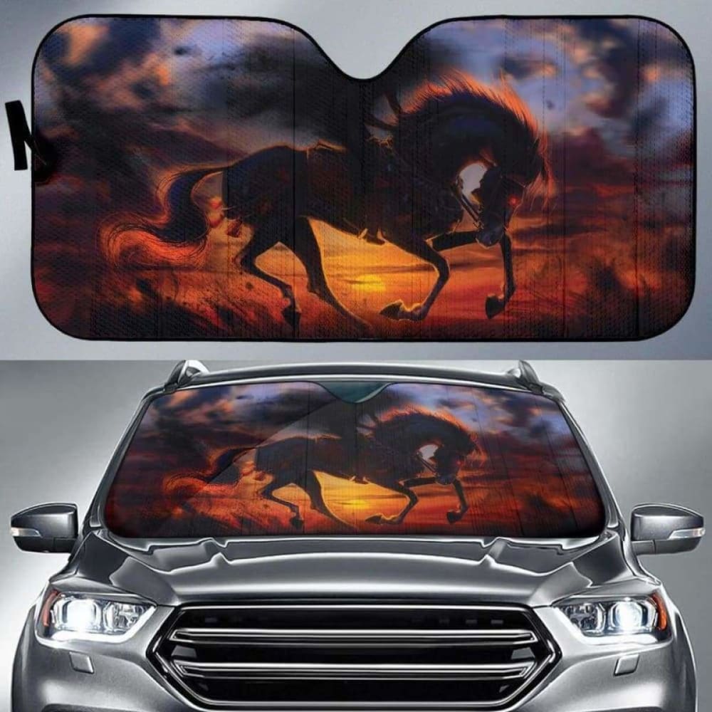 Horse Evil Sunset Car Sun Shades 172609 - YourCarButBetter