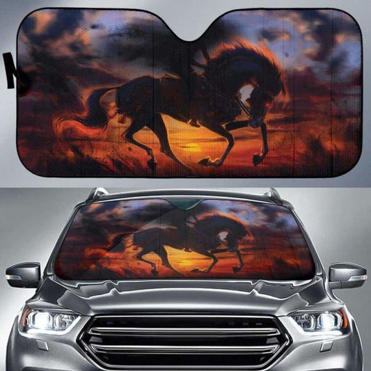 Horse Evil Sunset Car Sun Shades 172609 - YourCarButBetter