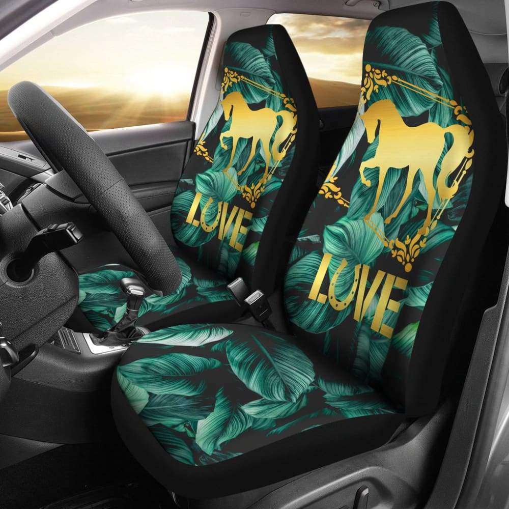 Horse Love Foliage Car Seat Covers 210203