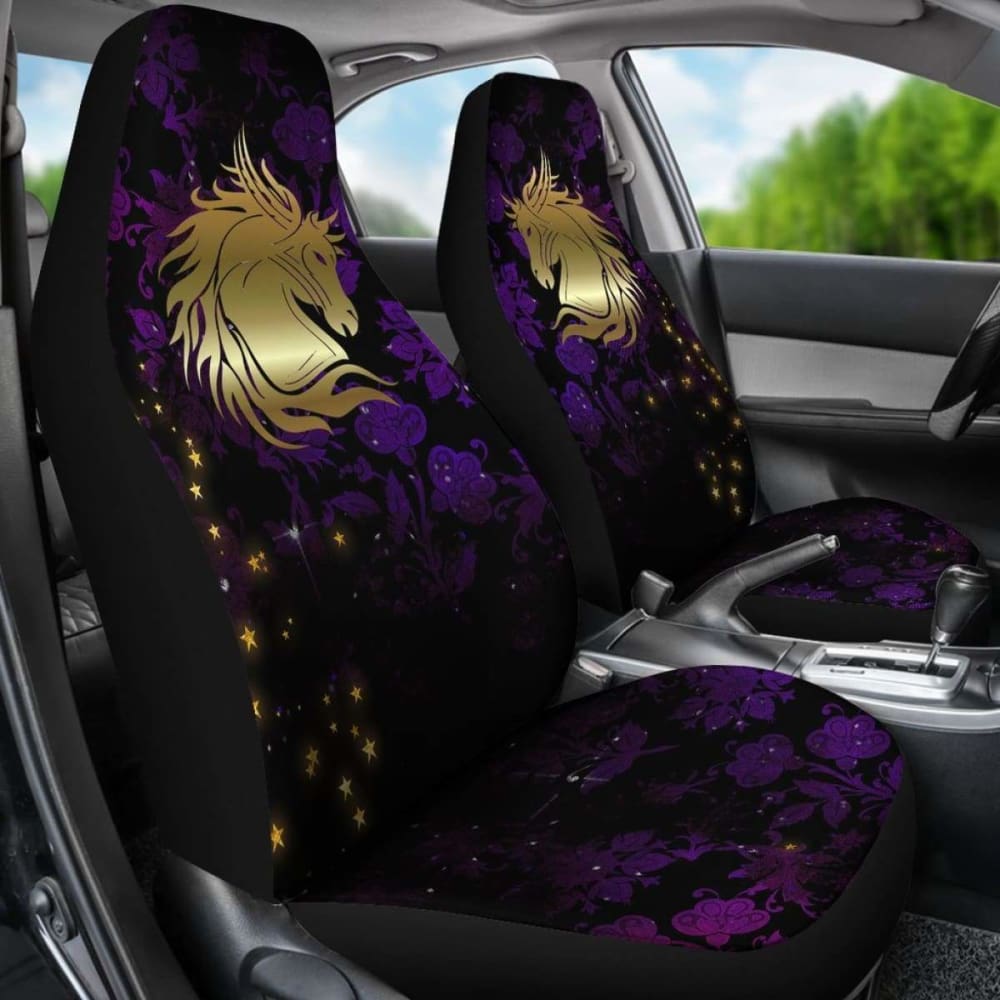 Horse On Purple Damask Car Seat Cover 170804
