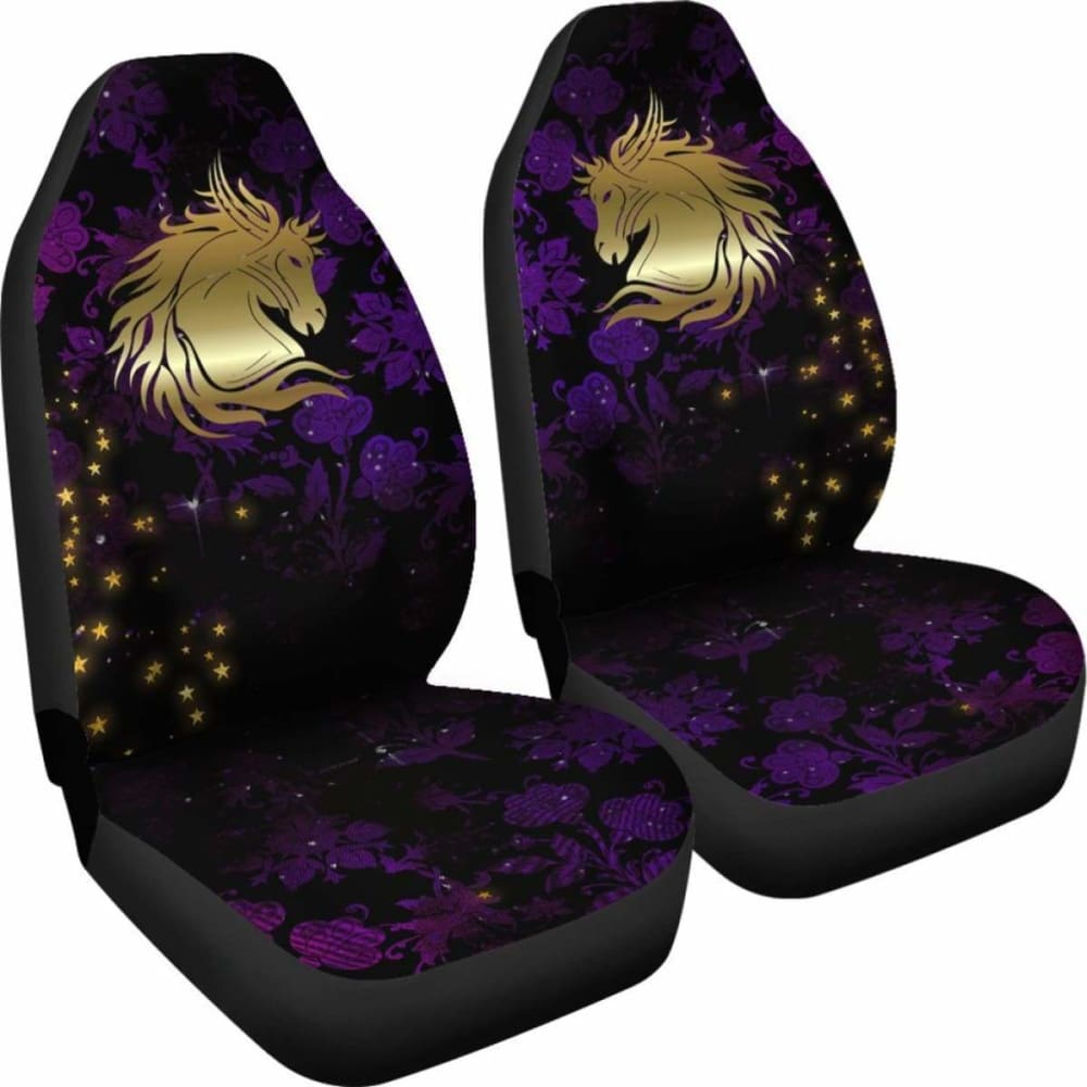 Horse On Purple Damask Car Seat Cover 170804
