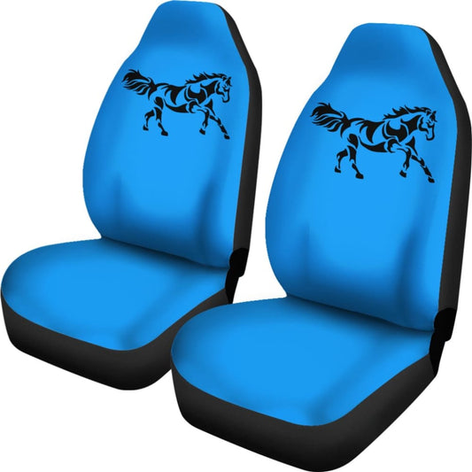 Horse Silhouette Blue Car Seat Covers 211602