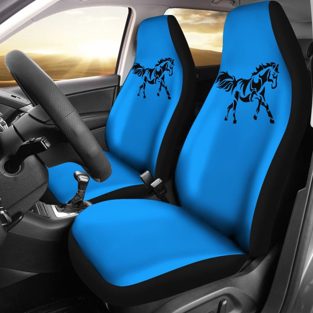 Horse Silhouette Blue Car Seat Covers 211602