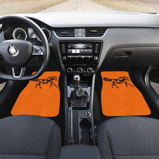 Horse Silhouette Orange Car Floor Mats 211602