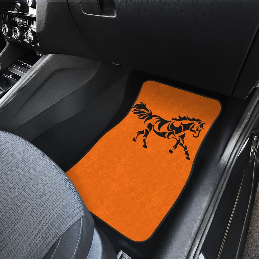 Horse Silhouette Orange Car Floor Mats 211602