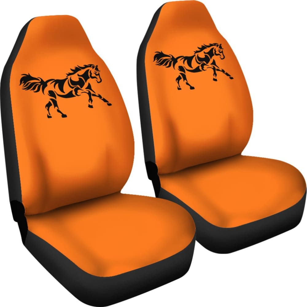 Horse Silhouette Orange Car Seat Covers 211602