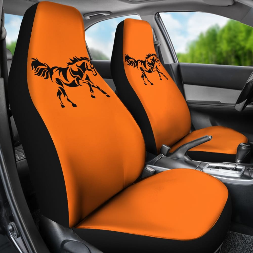 Horse Silhouette Orange Car Seat Covers 211602