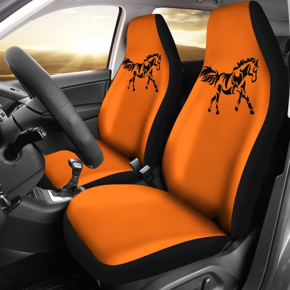 Horse Silhouette Orange Car Seat Covers 211602