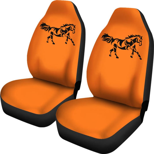 Horse Silhouette Orange Car Seat Covers 211602