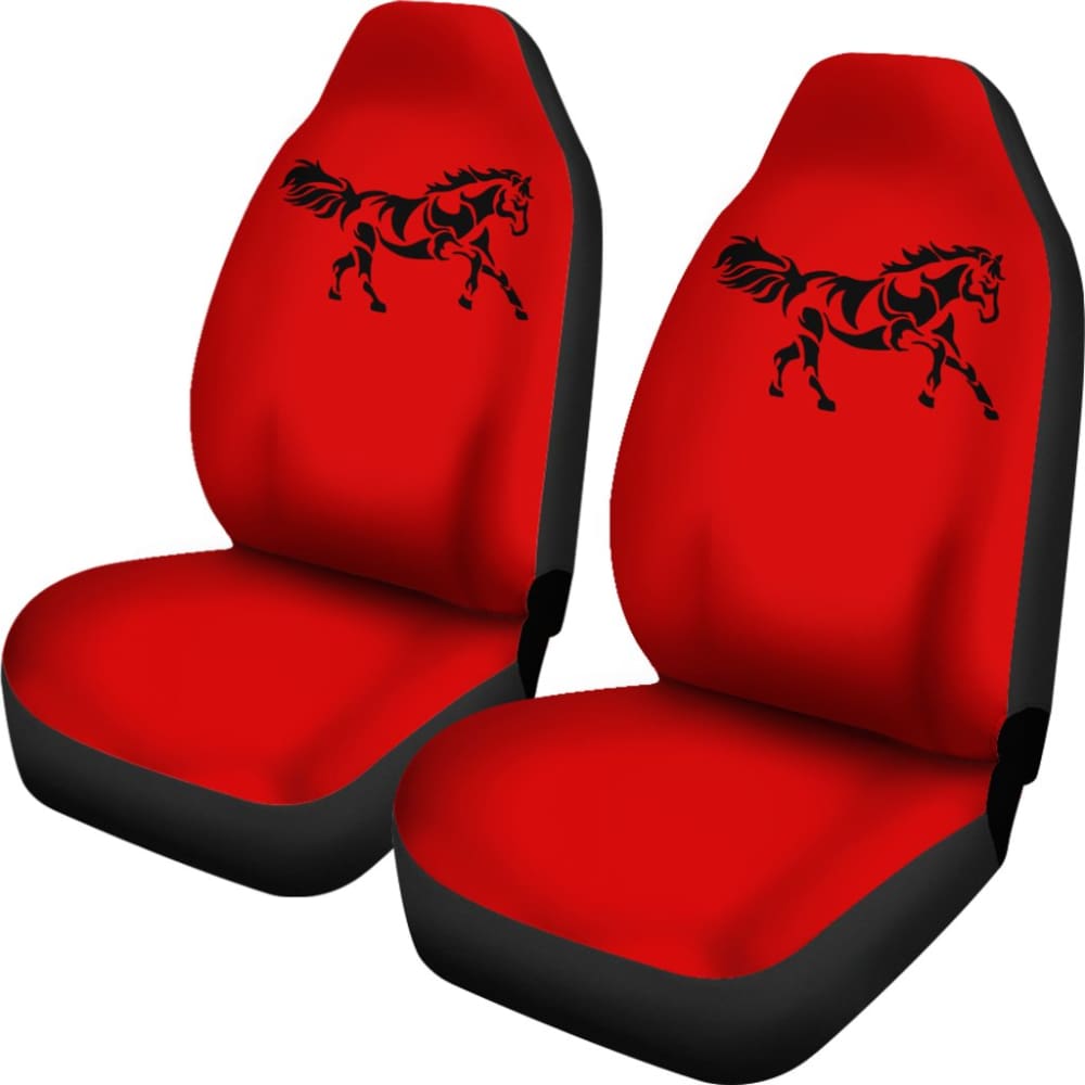 Horse Silhouette Red Car Seat Covers 211602