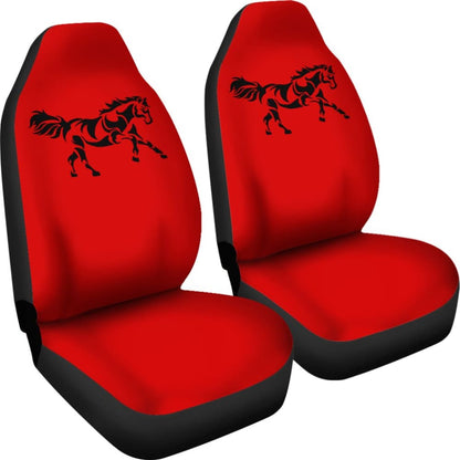 Horse Silhouette Red Car Seat Covers 211602