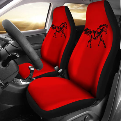 Horse Silhouette Red Car Seat Covers 211602