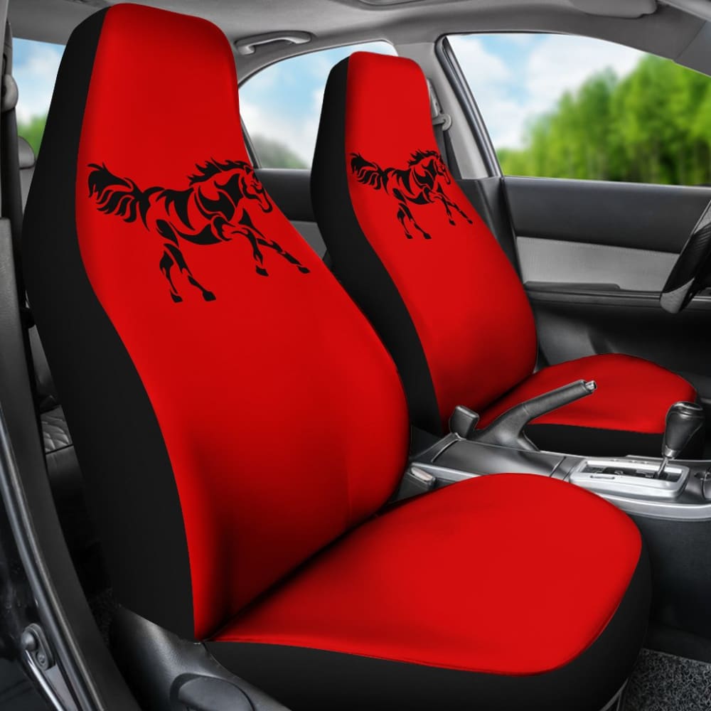 Horse Silhouette Red Car Seat Covers 211602