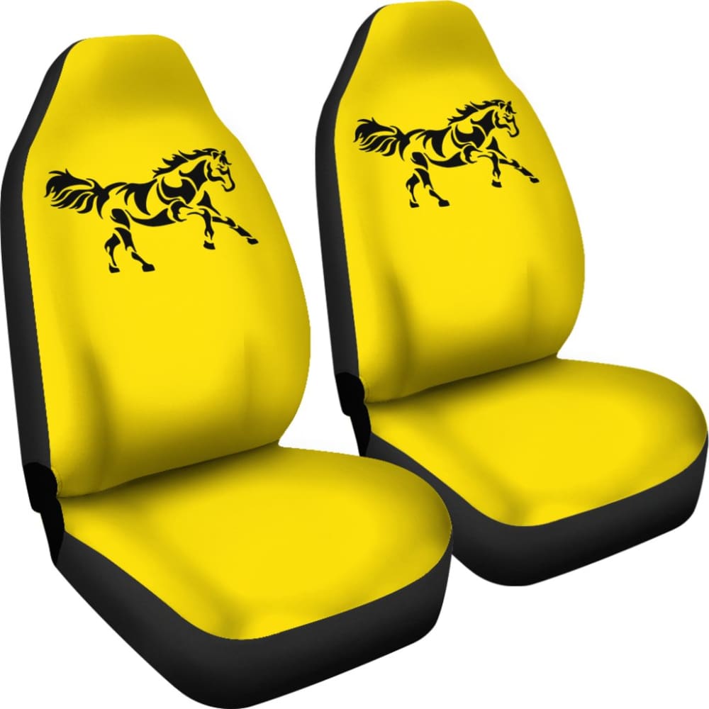 Horse Silhouette Yellow Car Seat Covers 211602