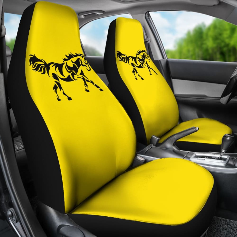 Horse Silhouette Yellow Car Seat Covers 211602