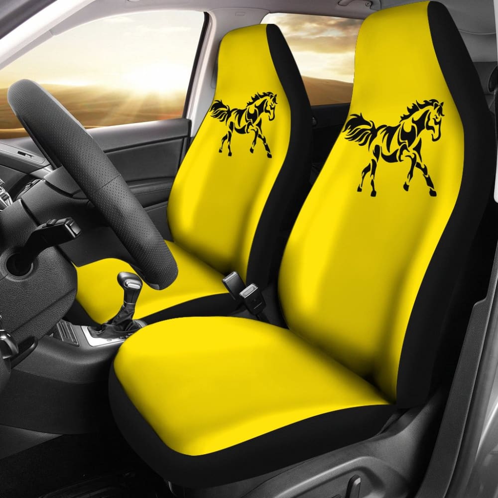 Horse Silhouette Yellow Car Seat Covers 211602