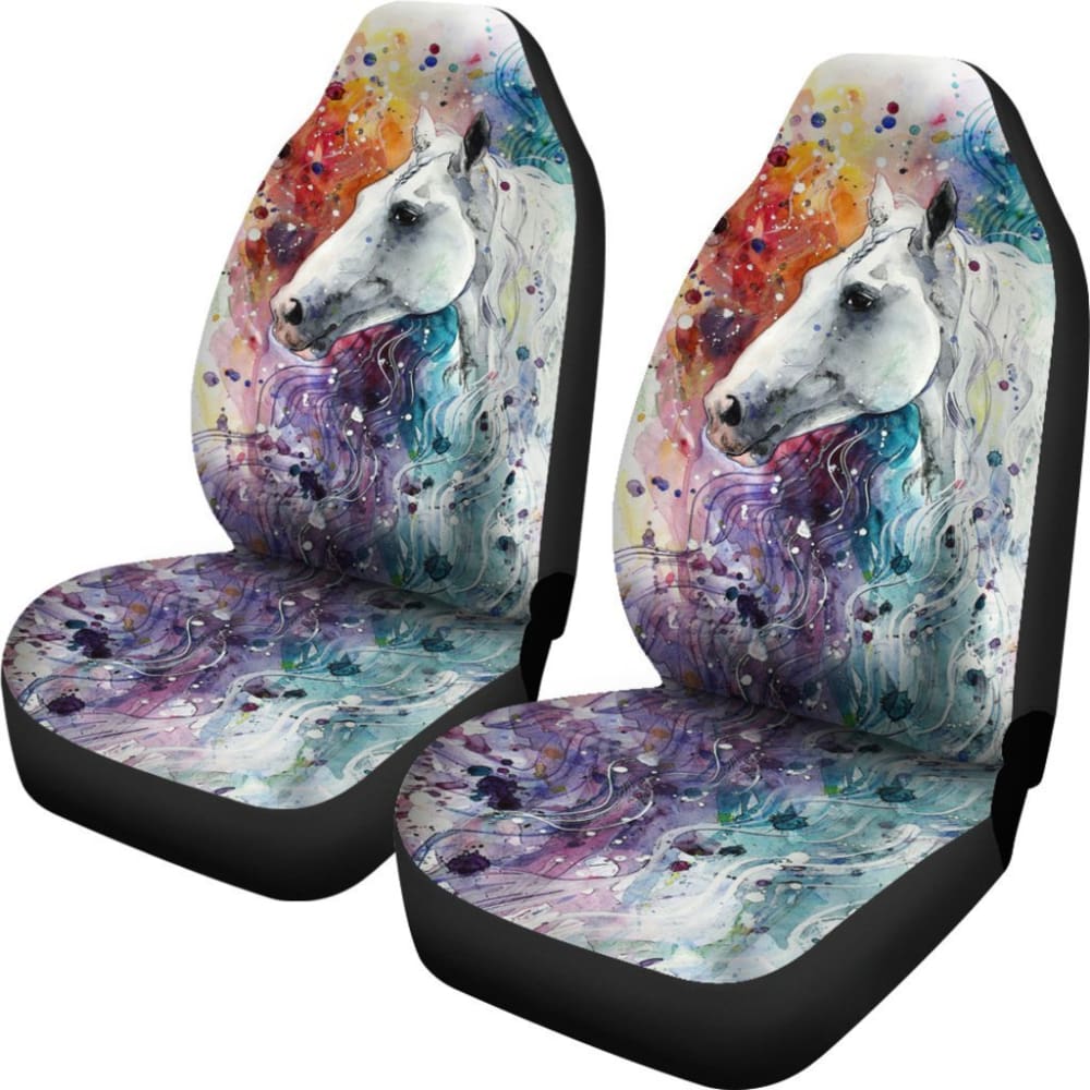 Horse White Color Car Seat Covers Amazing Gift Ideas 184610 - YourCarButBetter
