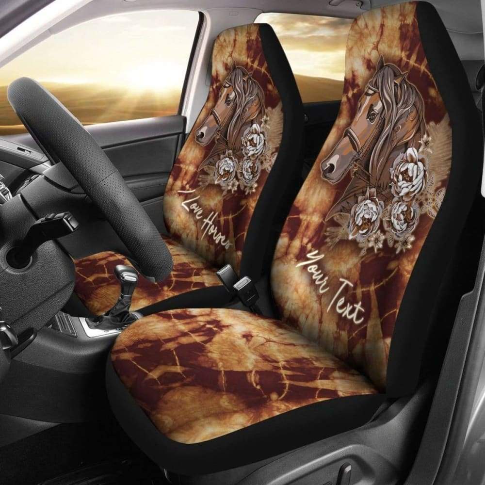 Horses Car Seat Covers - Tie Dye Brown Style - 231007