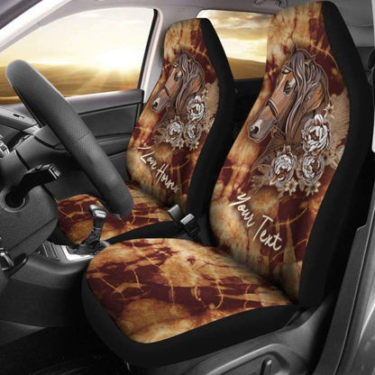 Horses Car Seat Covers - Tie Dye Brown Style - 231007