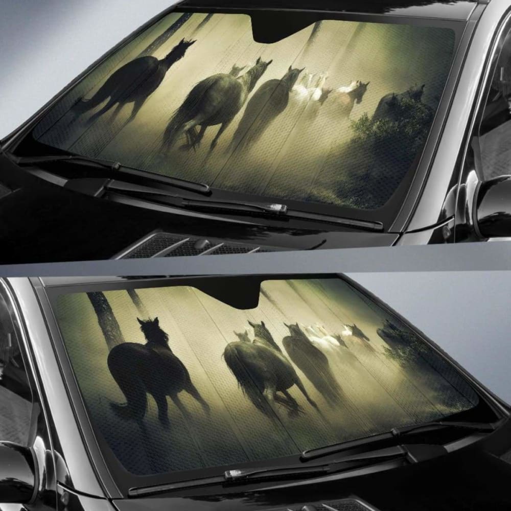 Horses Forest Hd 4K Car Sun Shade 172609 - YourCarButBetter