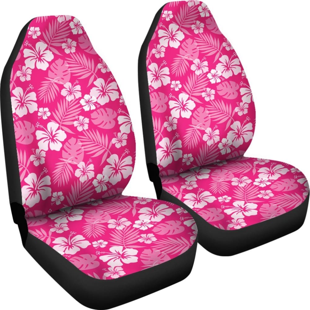 Hot Pink Magenta Hibiscus Flower Car Seat Covers Hawaiian Flower Polynesian Pattern 101819 - YourCarButBetter