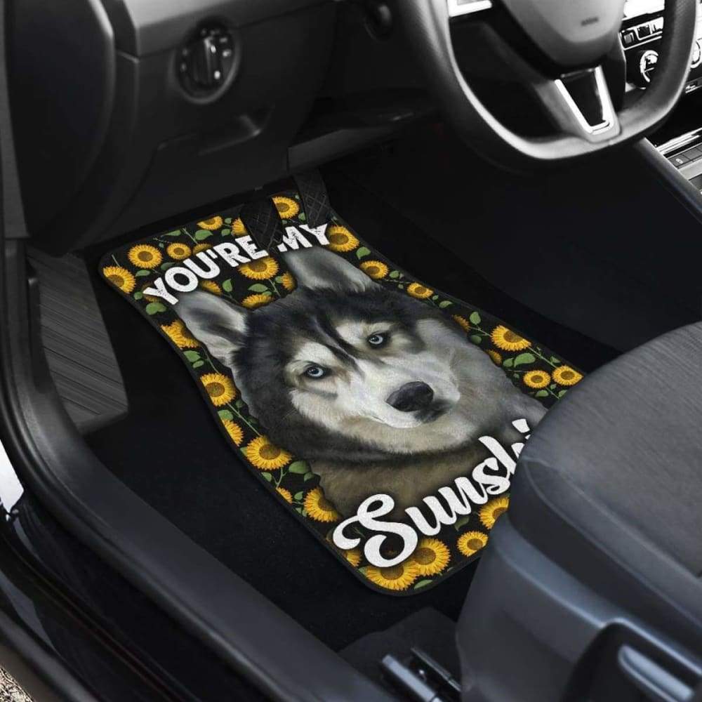 Husky Dog You’re My Sunshine Sunflower Car Floor Mats 210101 - YourCarButBetter