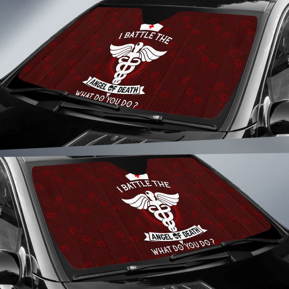 I Battle The Angel Of Death Nurse Pride Job Car Auto Sun Shades 210201 - YourCarButBetter